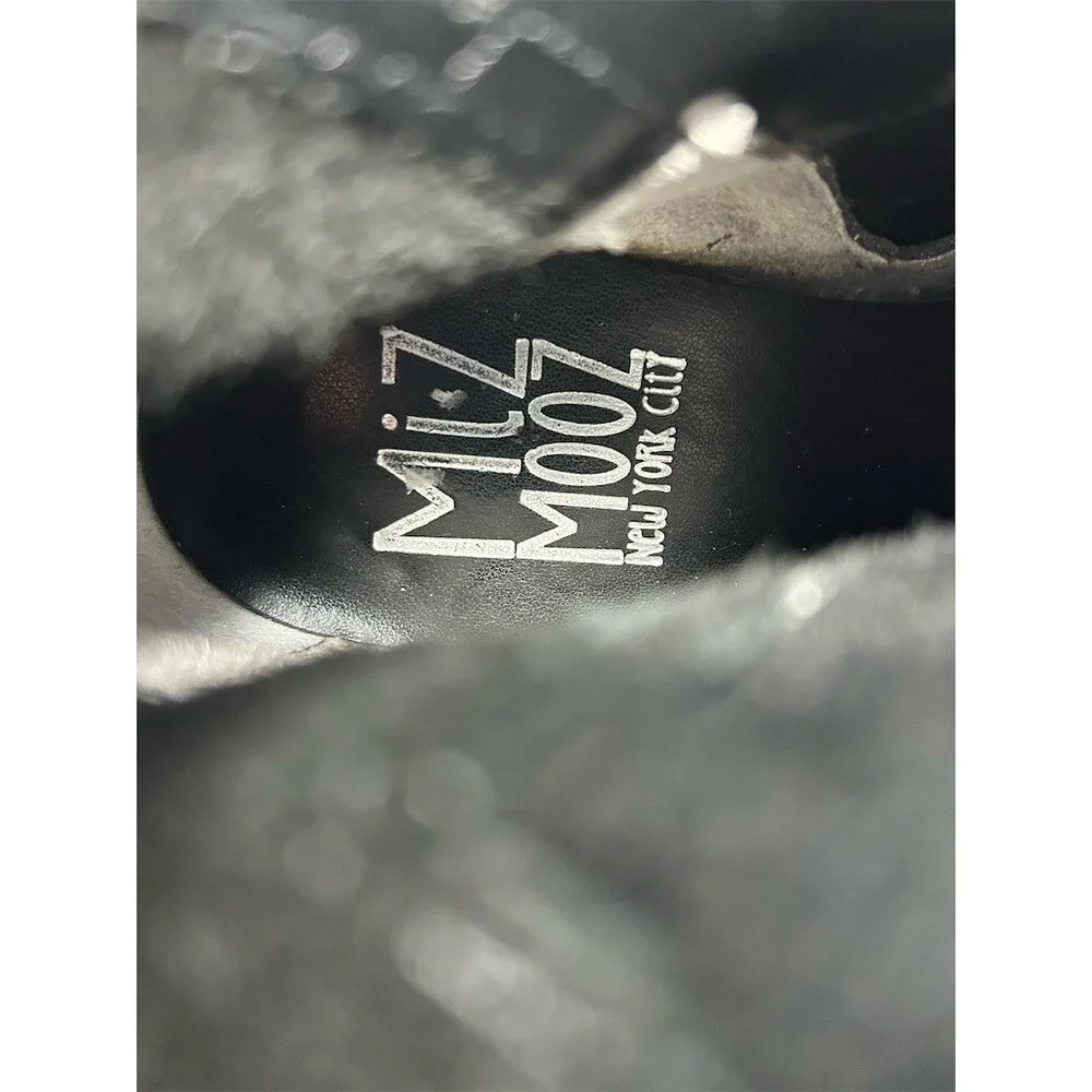 Miz Mooz Shane Womens Ankle Moto Bootie Black Side Zip Buckle Straps Size 39